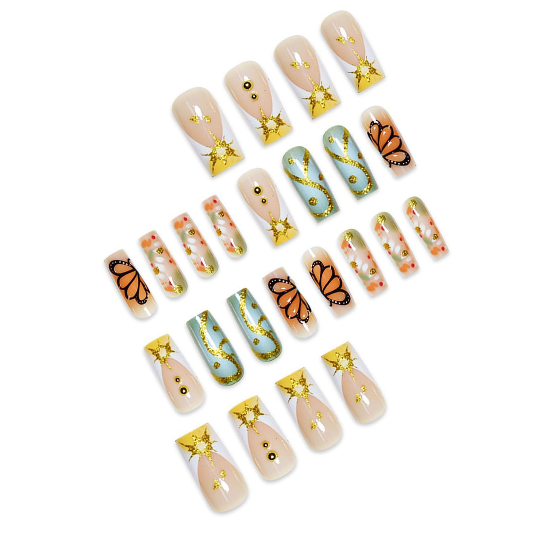 Artistic Butterfly-Themed Press-On Nail Set Bowlift
