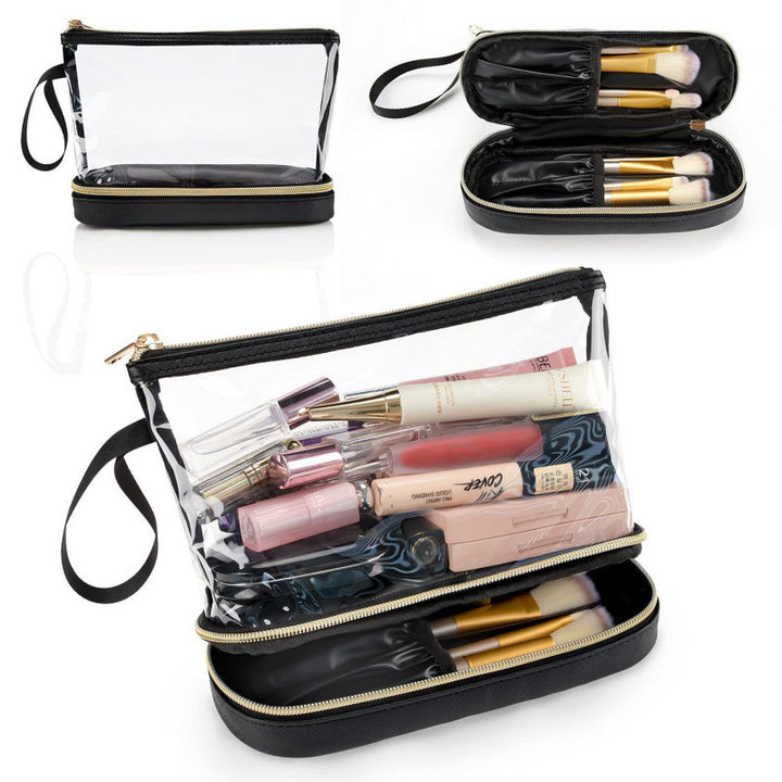 Cosmetic Organizer Bag with Transparent Design and Divided Interior Compartment Bowlift