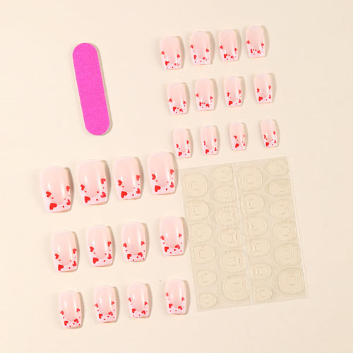 Heart-Accent Acrylic Nail Extensions Bowlift