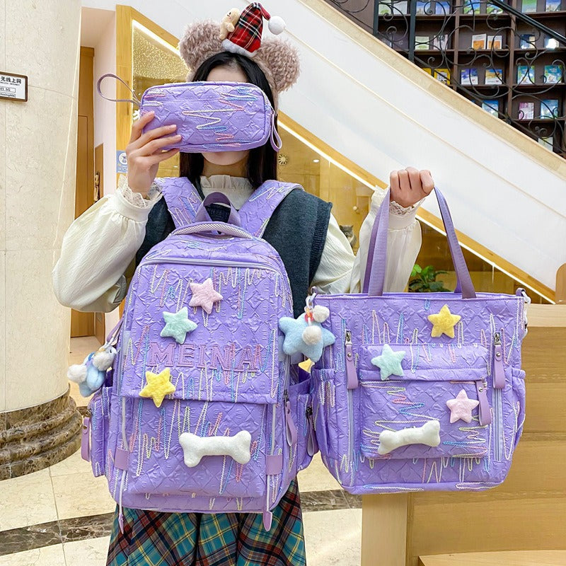 Cute Quilted School Backpack and Tote Set Bowlift