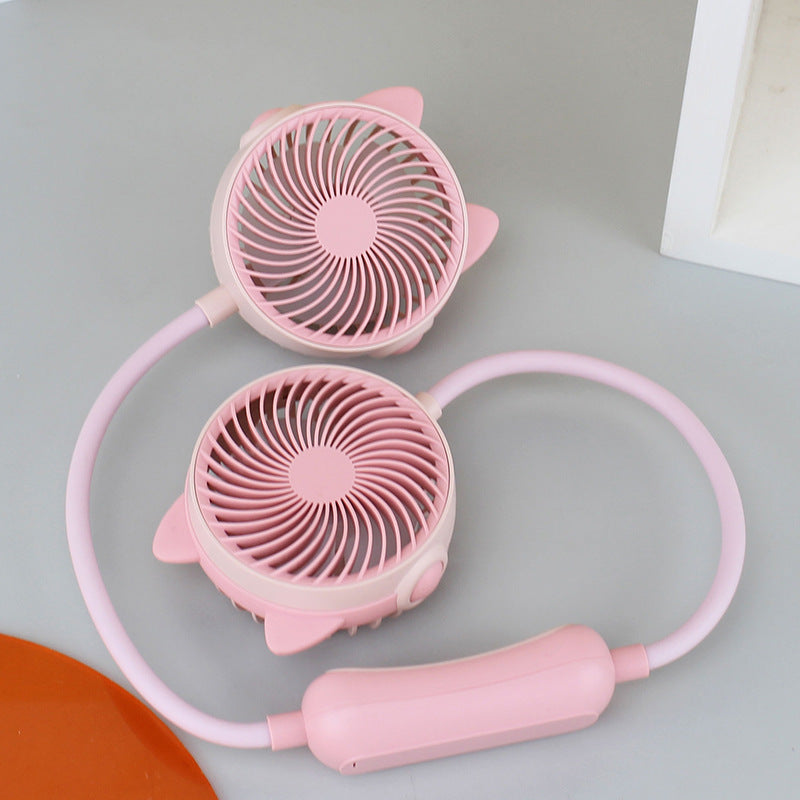 Ladies Portable Neck Fan with Flexible Mount and Dual Fan System Bowlift