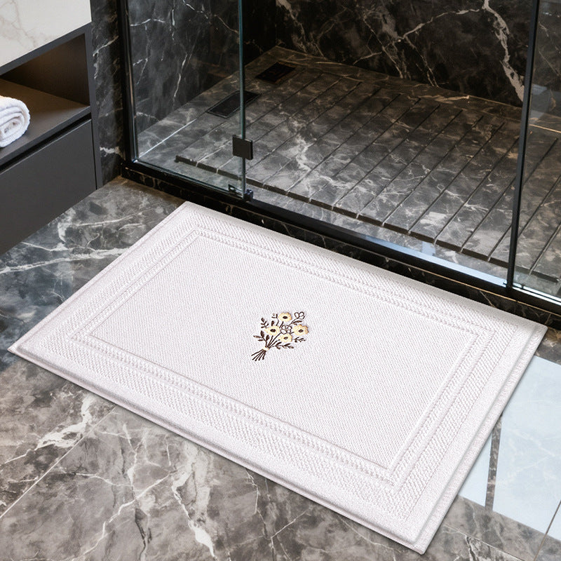 Elegant Embroidered Lavender Bath Mat Bowlift