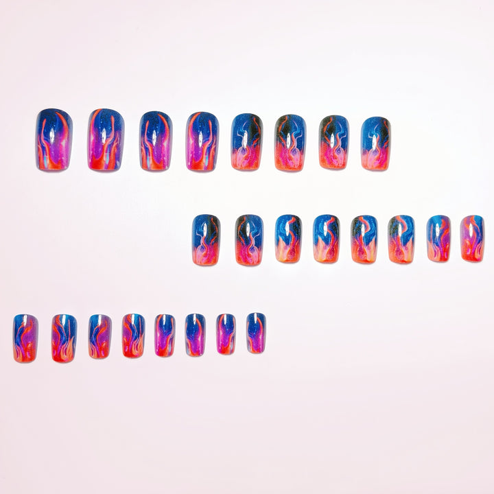 Creative Gel Nails with Luminous Wave Pattern Bowlift