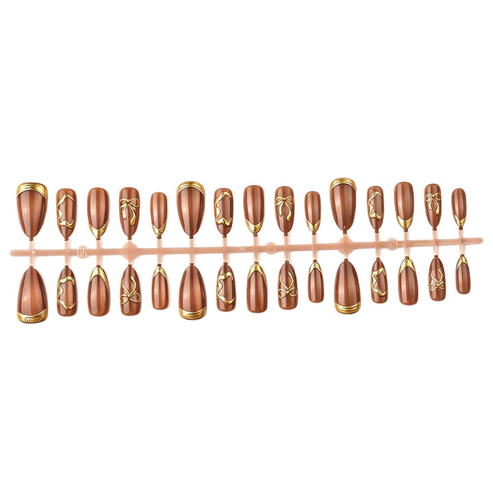 Elegant artificial nails with gold accents Bowlift