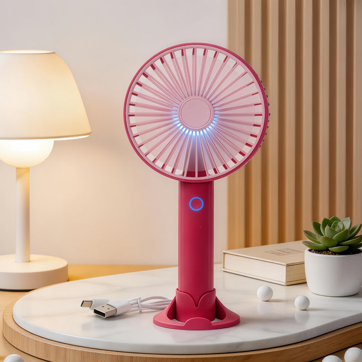 Ladies portable table fan with LED lighting and USB charging function Bowlift