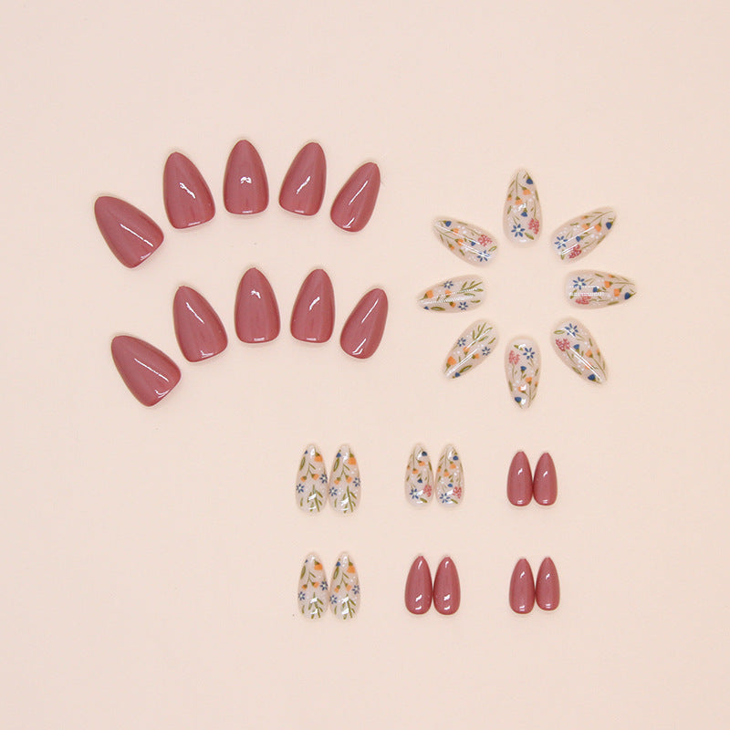 Artistic Floral Press-On Nail Art Bowlift