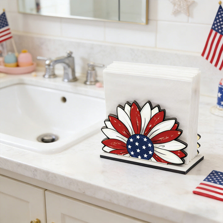 Unisex nan hand-painted deco set wooden gnomes trio with US flag design Bowlift