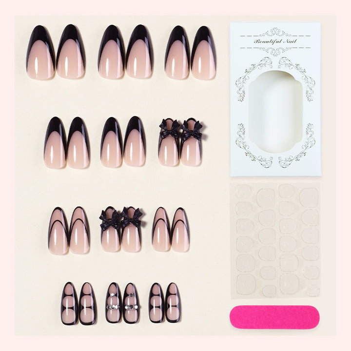 Ombre Press-On Nail Set with Decorative Elements Bowlift