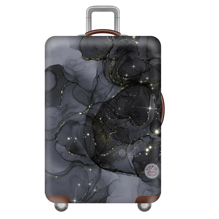 Unisex large hard shell suitcase with sturdy trolley handle and elastic motif protective cover superhero design Bowlift