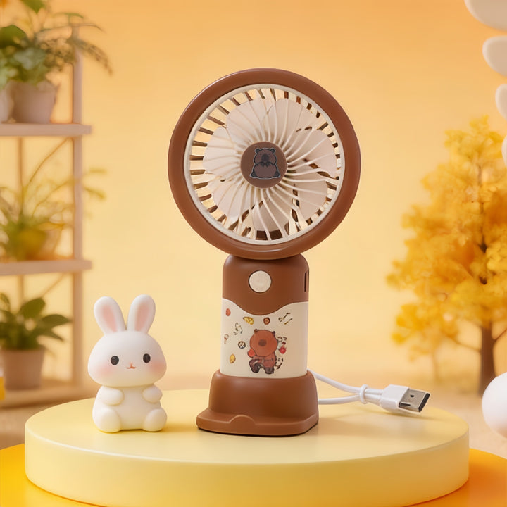 Ladies Portable Hand Fan with Cute Character Design Bowlift