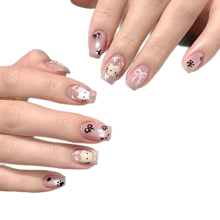 Cute Bunny-Themed Press-On Nail Art Set Bowlift