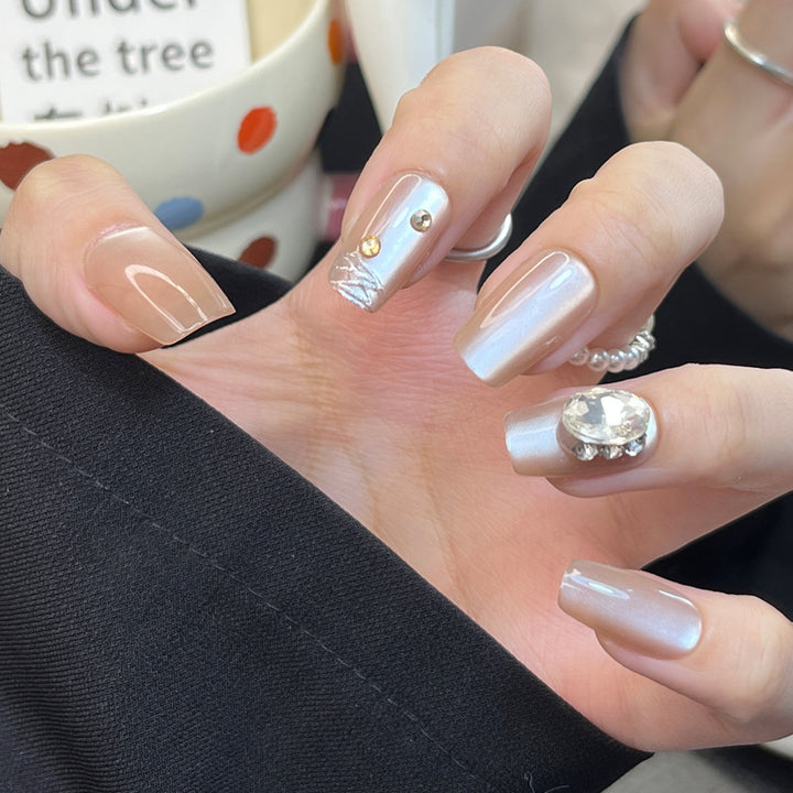 Stylish Press-On Nail Art Set with 3D Decorative Elements Bowlift