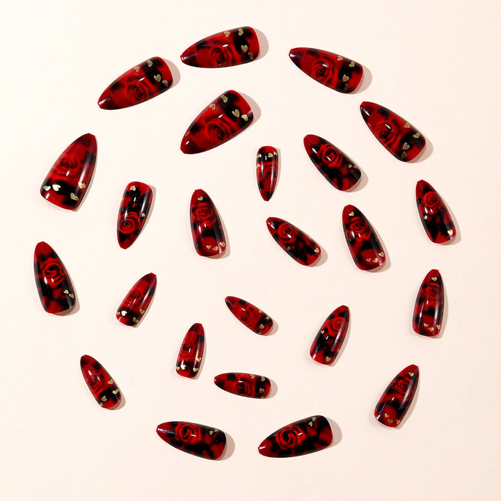 Artistic Floral Stiletto Nail Art Extensions Bowlift