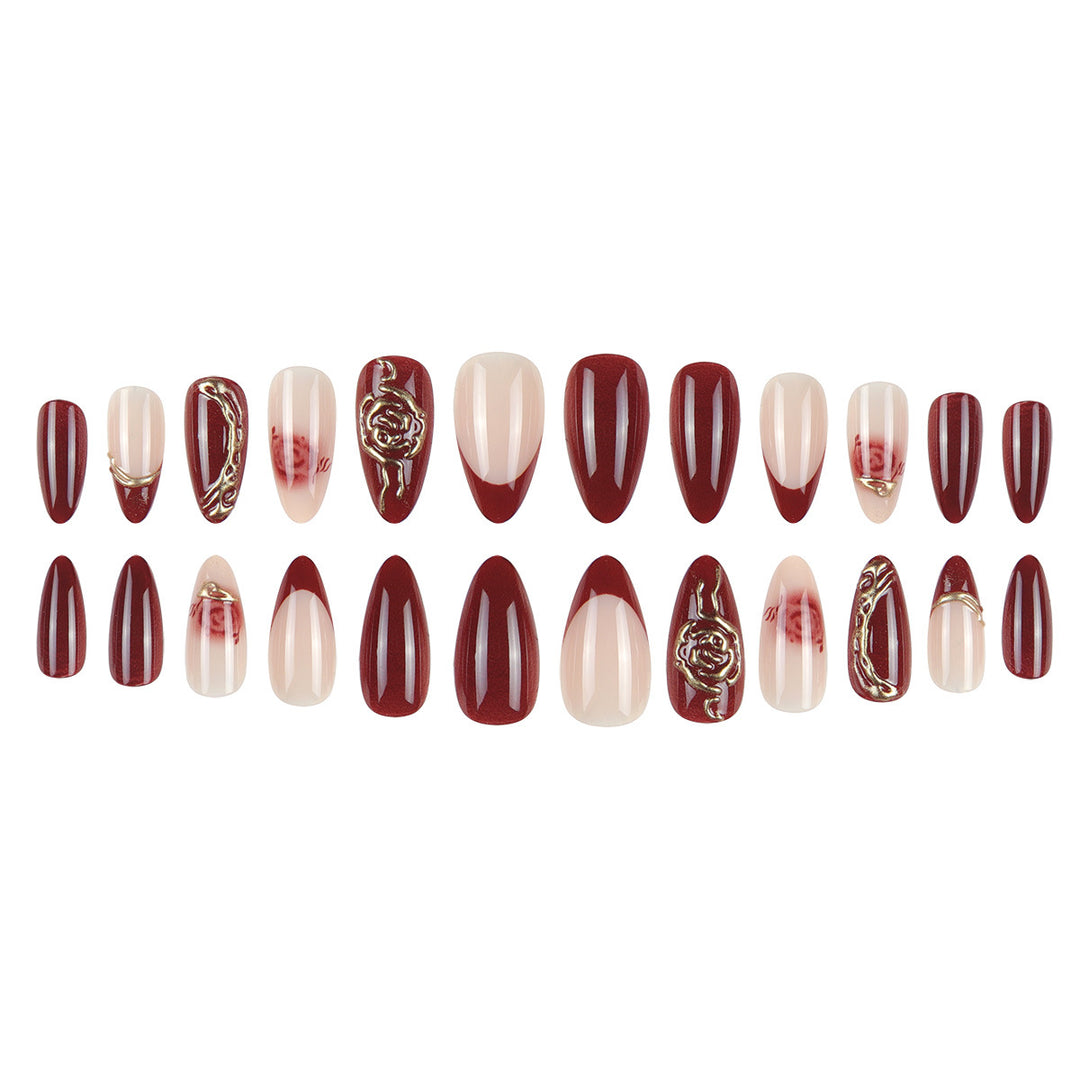 Luxury Artistic Press-On Nails with Embellished Design Bowlift
