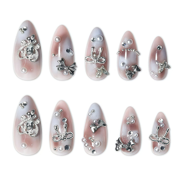 Decorative Stiletto Press-On Nail Set Bowlift