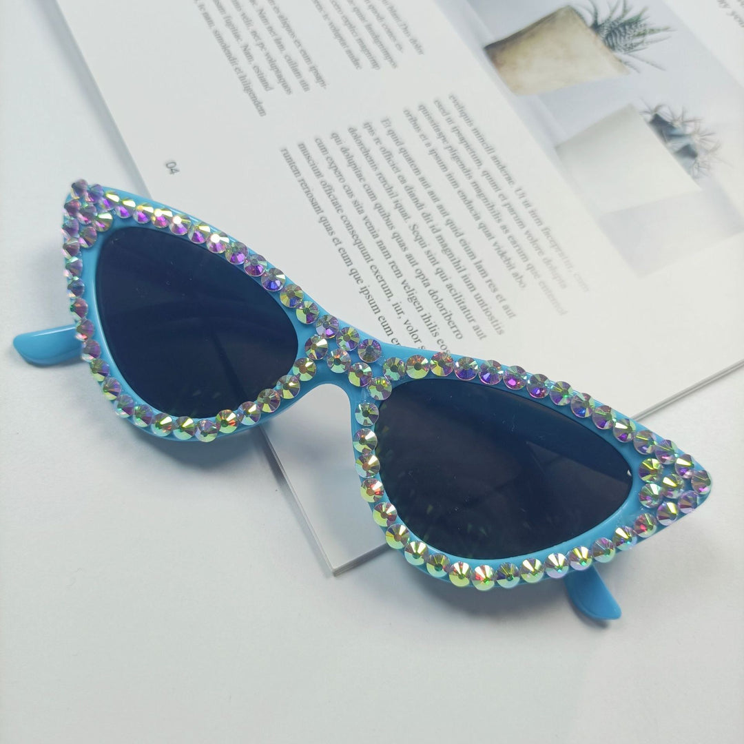 Women's Cat-Eye Sunglasses with Sparkling Crystal Trimming Bowlift