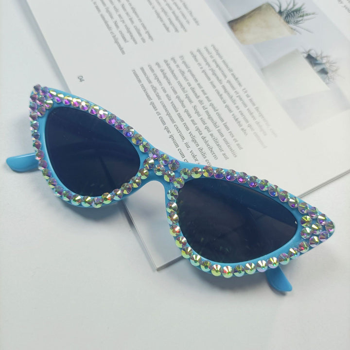 Women's Cat-Eye Sunglasses with Sparkling Crystal Trimming Bowlift
