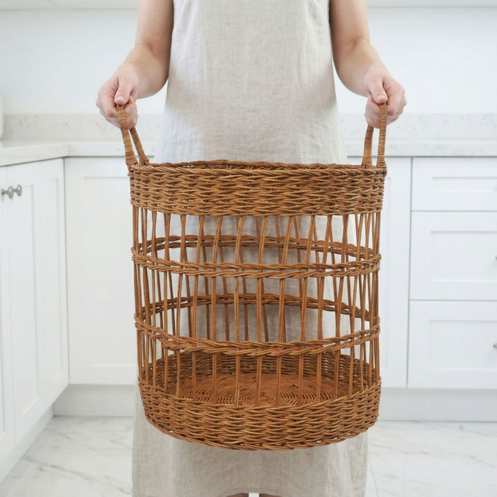 Handcrafted laundry basket made from natural rattan Bowlift