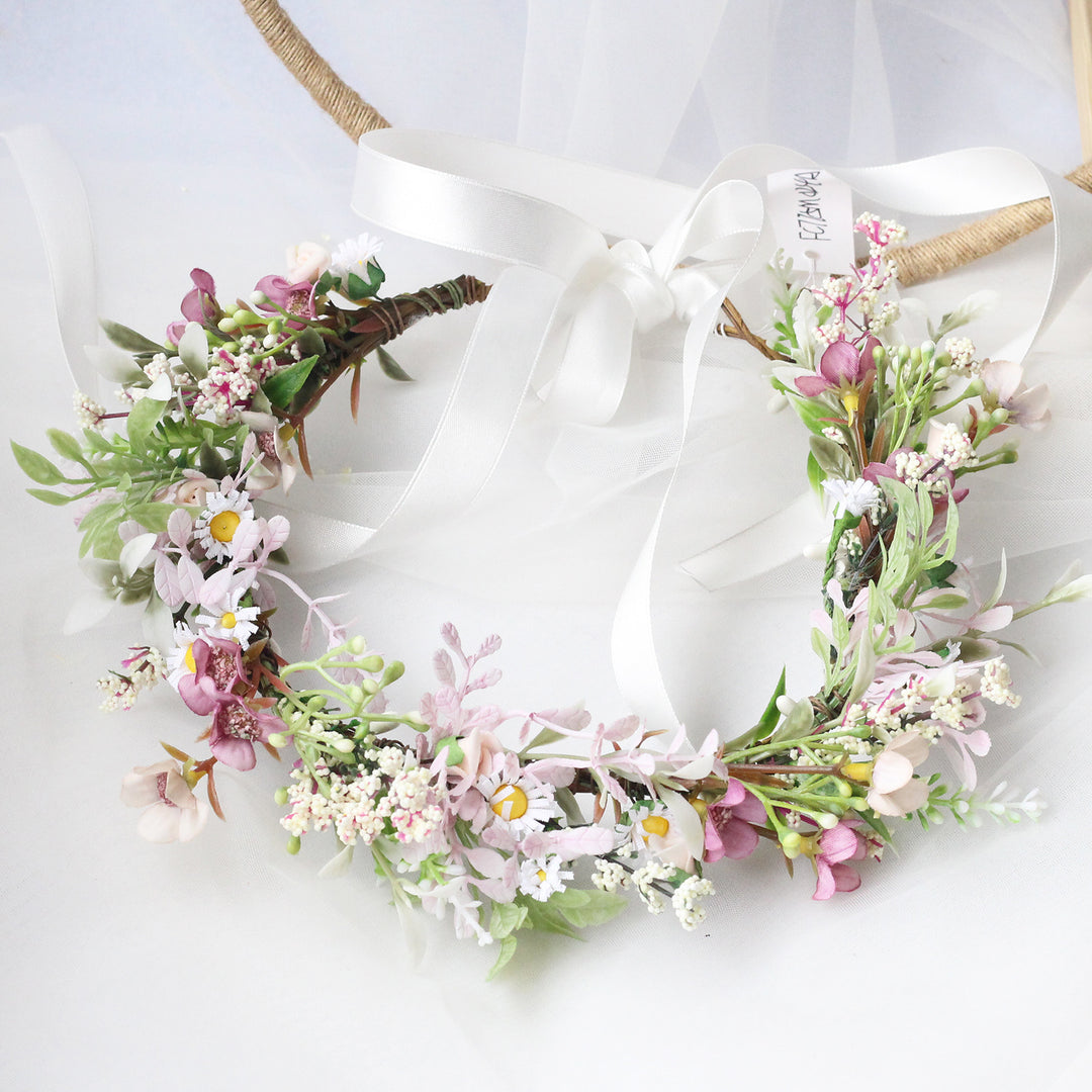 Handmade Romantic Artificial Flower Crown Headband for Bridal and Festival Bowlift