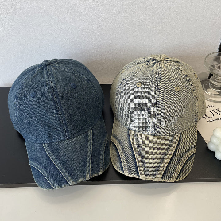 Women's Vintage Distressed Denim Baseball Cap Bowlift