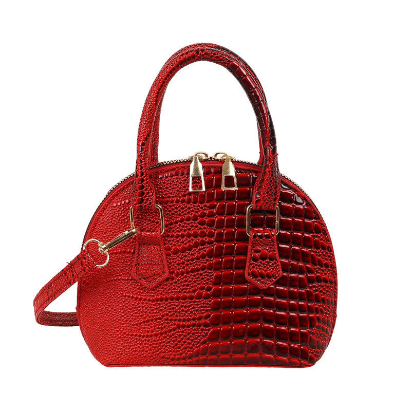 Crocodile-Embossed Mini Satchel Bag Bowlift