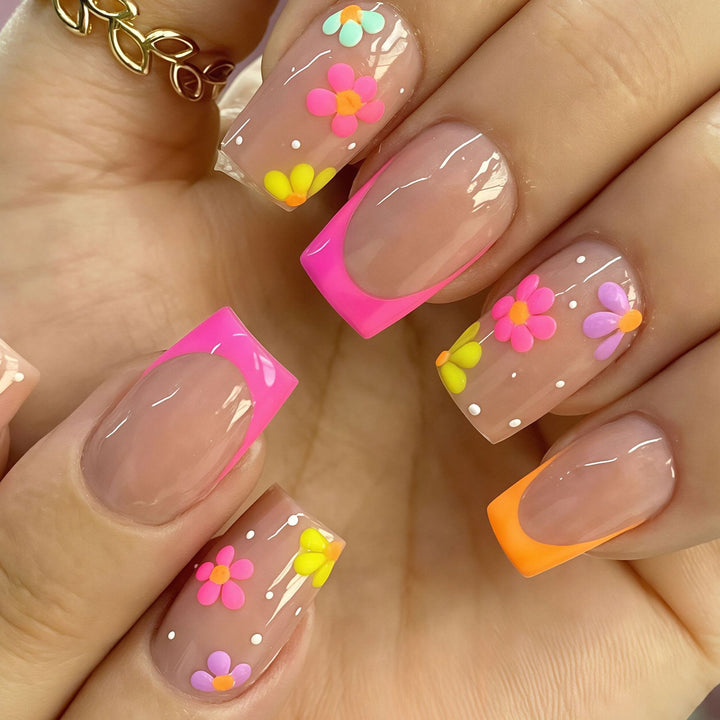 Floral Accent Press-On Nail Art Bowlift