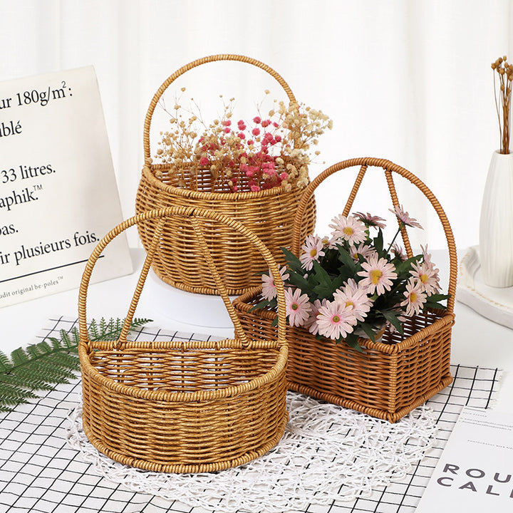 Handwoven Round Storage Basket Bowlift