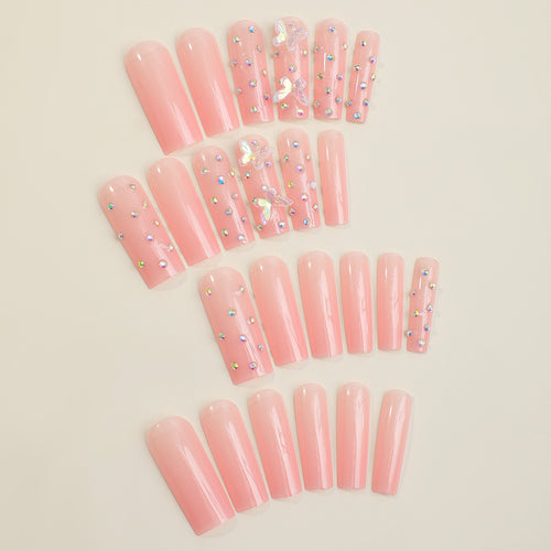 Artificial nail tips with glamorous rhinestone and butterfly designs Bowlift