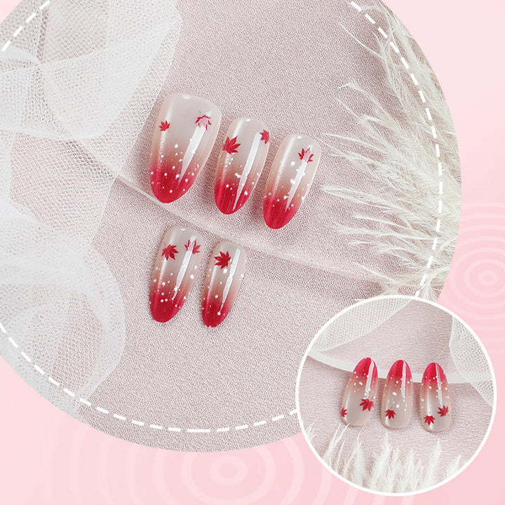 Artistic Ombre Leaf Press-On Nail Set Bowlift