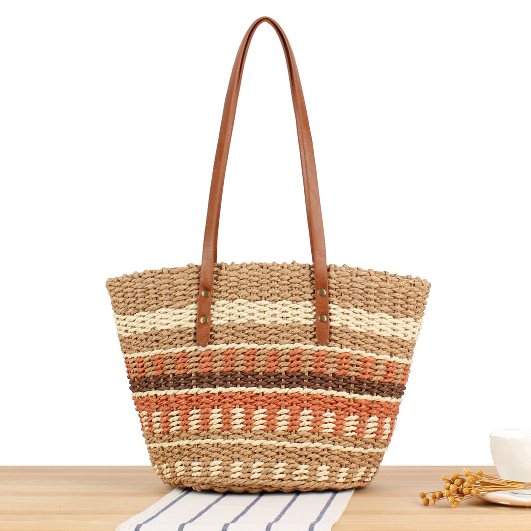 Braided shopping bag with high-quality leather handles Bowlift
