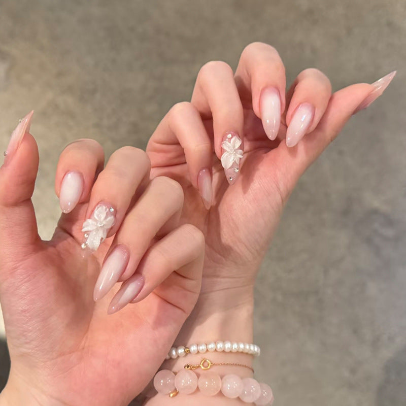 Premium Floral Embellished Stiletto Nail Set Bowlift