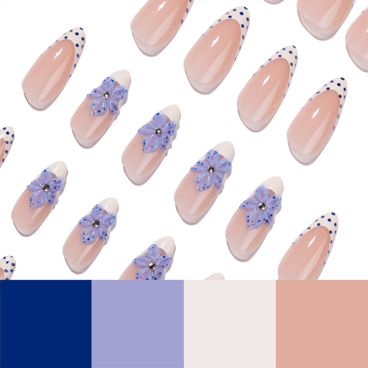 Artful stiletto nails with floral design Bowlift
