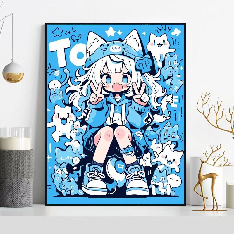 Whimsical Cat-Themed Illustration Wall Art Bowlift