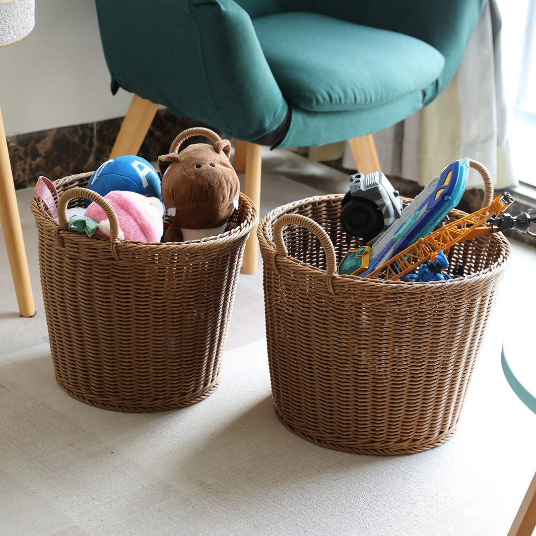 Handwoven Decorative Storage Basket with Ergonomic Handles Bowlift