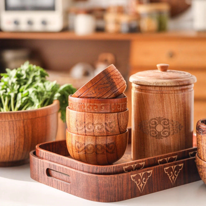 Decorative Wooden Storage Bowl
