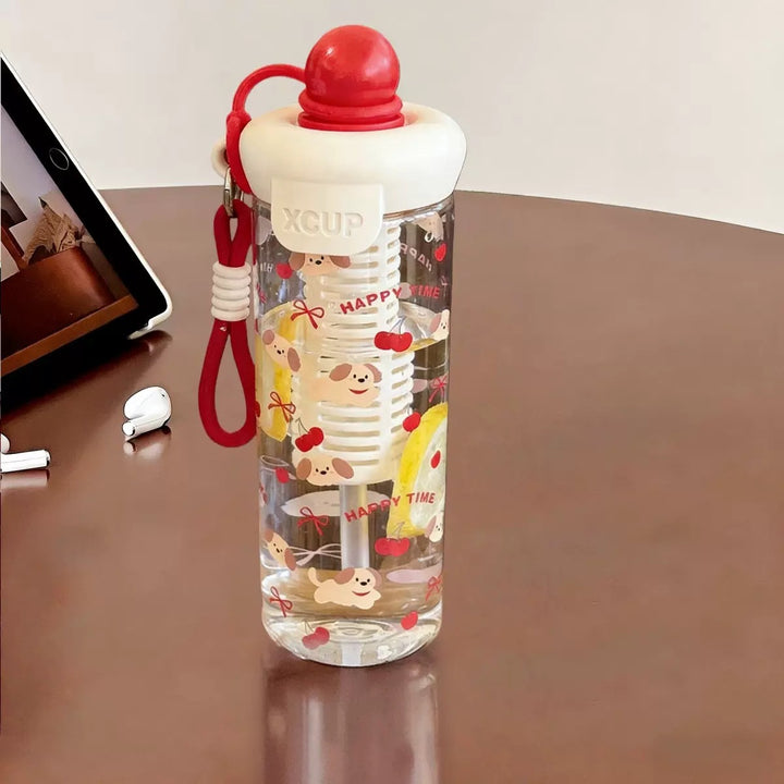 Women’s water bottle with cheerful design and fruit infusion insert Bowlift