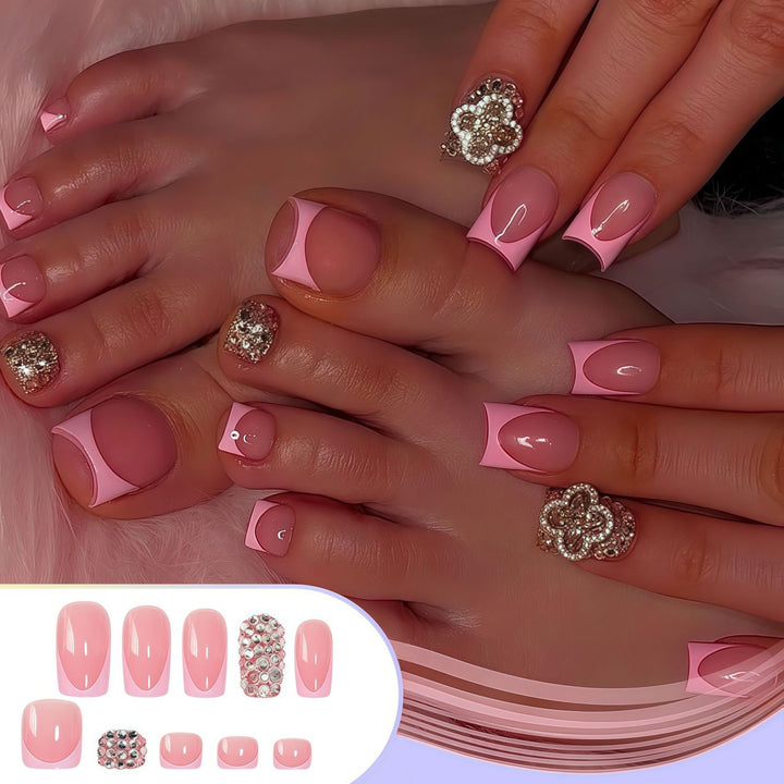 Glamorous French Tip Press-On Nail Set Bowlift