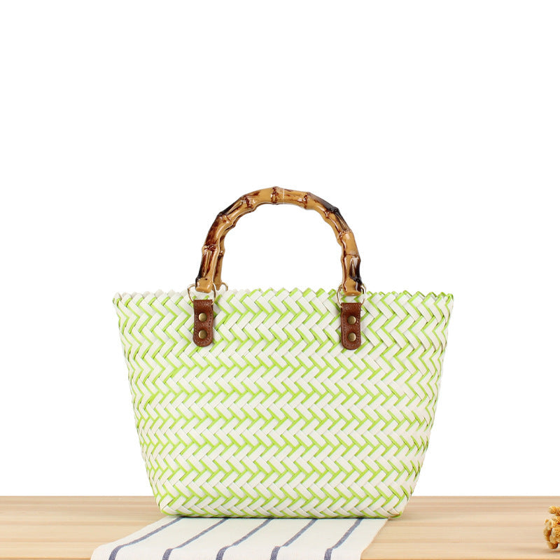 Elegant basket bag with bamboo handles Bowlift