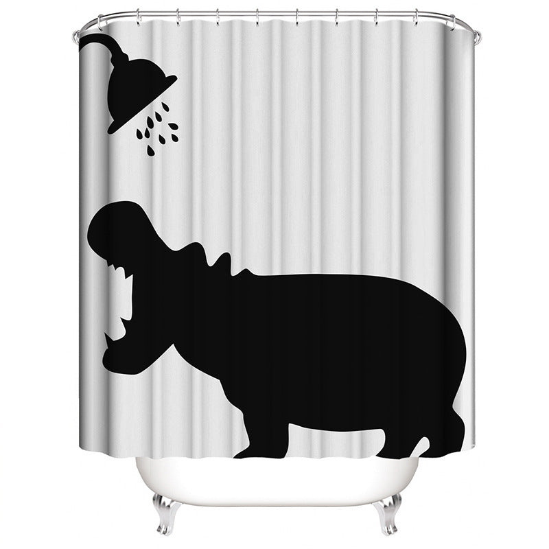 Hippo-Themed Shower Curtain Bowlift