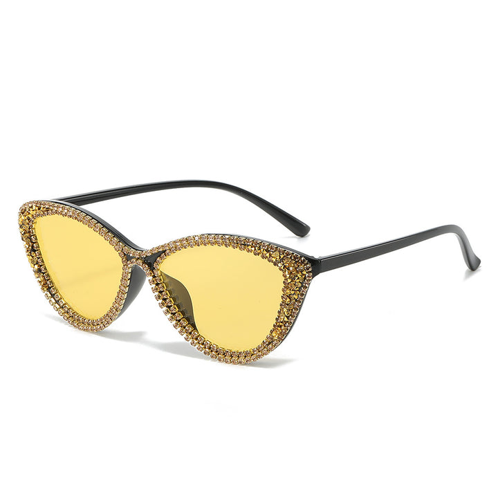 Glamorous Rhinestone-Embellished Cat-Eye Sunglasses Bowlift
