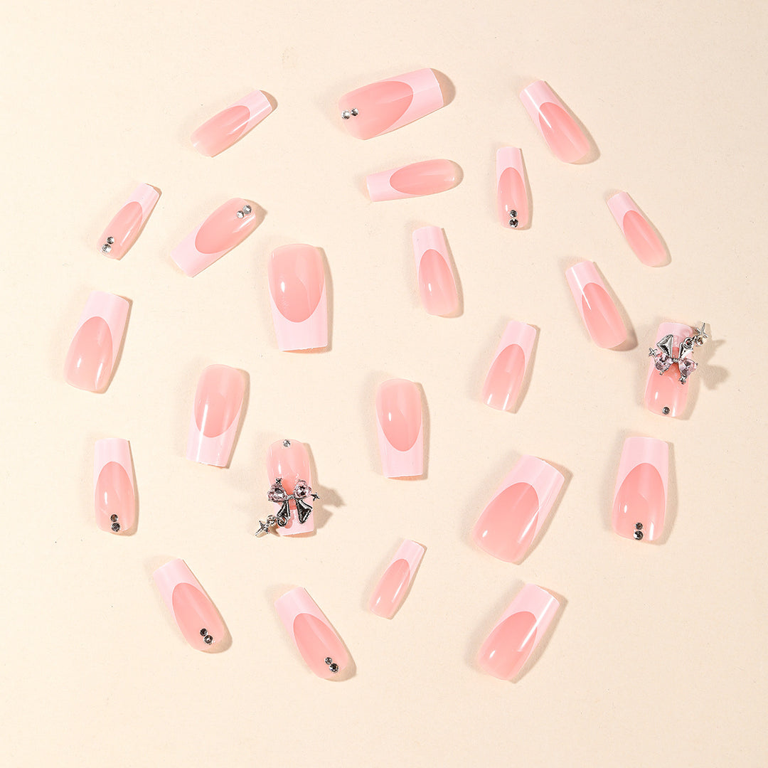 Elegantly Designed French Tip Acrylic Nail Art Bowlift