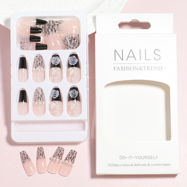 Decorative Press-On Nail Set with 3D Accents Bowlift