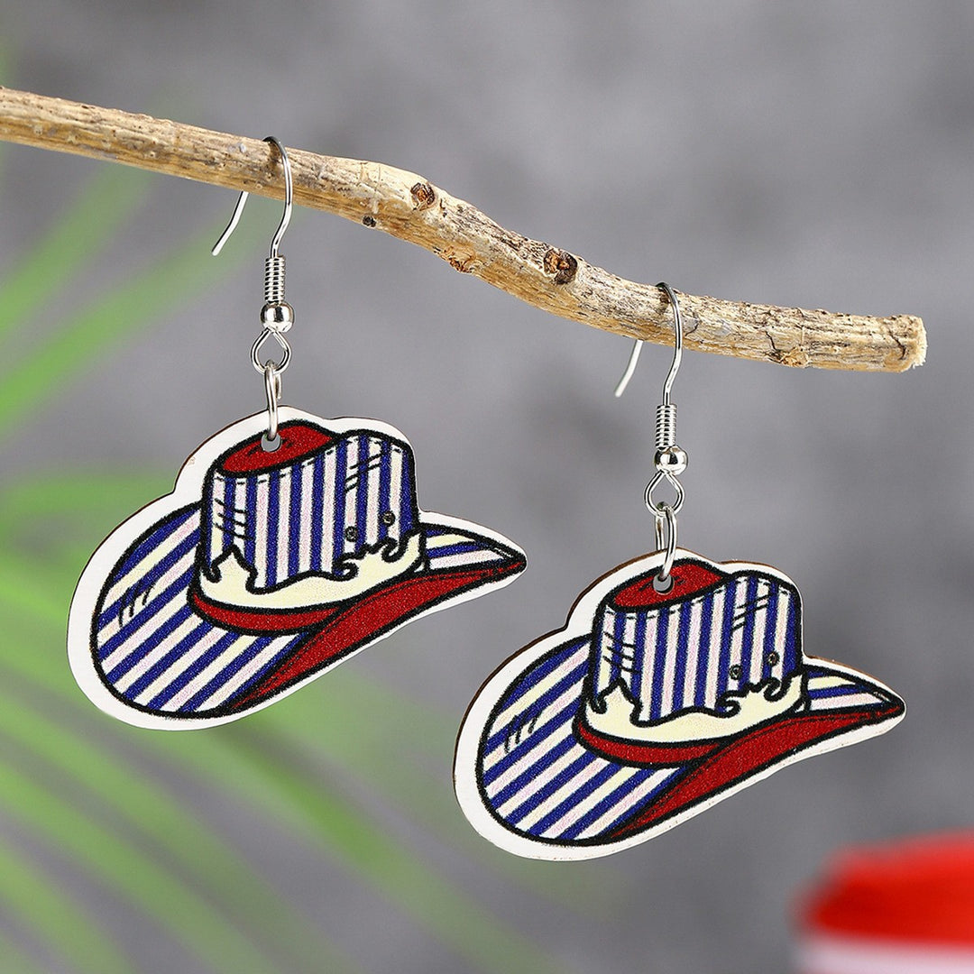 Women's handmade acrylic earrings can holder with patriotic flag motif and fish hook closure Bowlift
