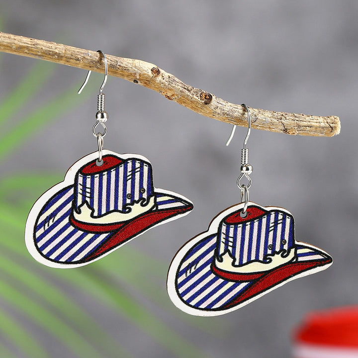 Women's handmade acrylic earrings can holder with patriotic flag motif and fish hook closure Bowlift