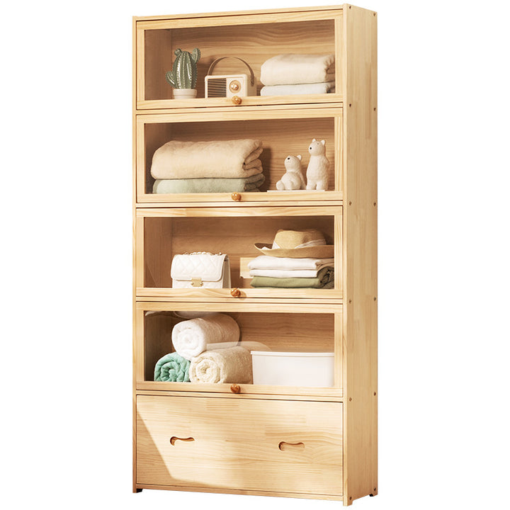 Storage display case with transparent glass doors and five adjustable shelves Bowlift