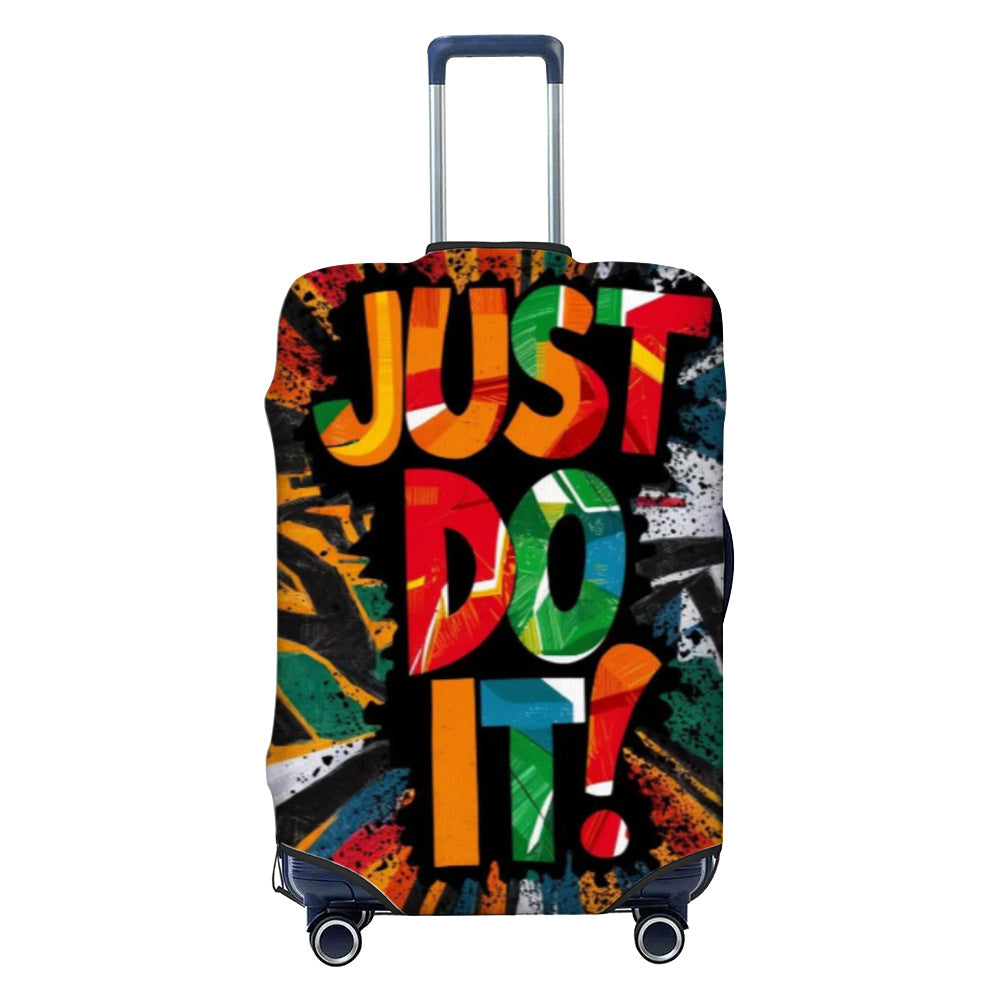 Unisex non-elastic luggage cover with graffiti print and zipper opening, stretchable protective cover with non-slip inner fastening Bowlift