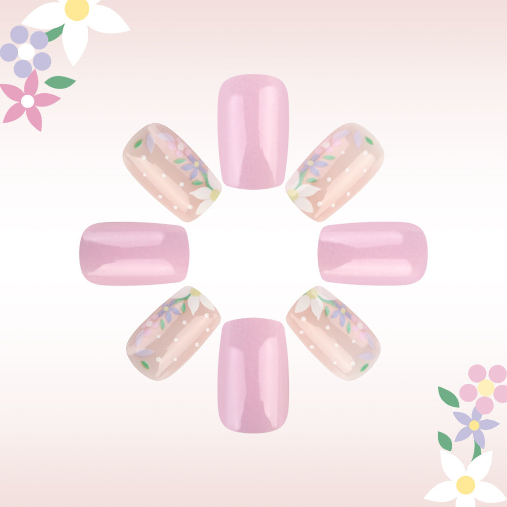 Floral Art Press-On Nail Design Bowlift