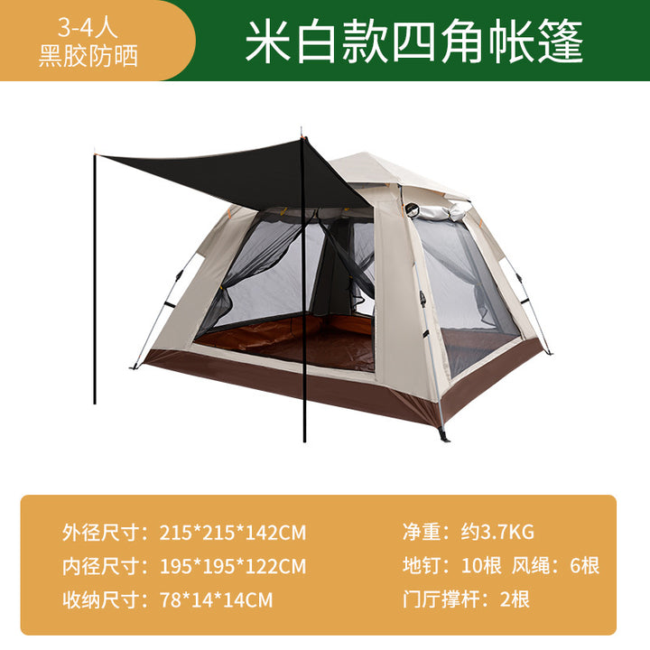 Camping tent with spacious interior and expandable sun protection Bowlift