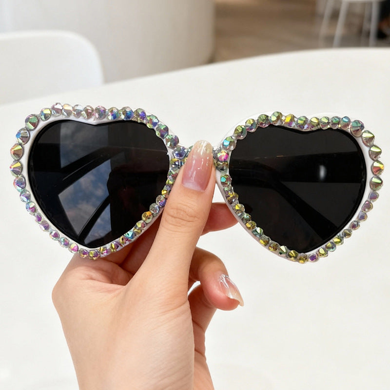 Heart-Shaped Rhinestone-Embellished Sunglasses Bowlift