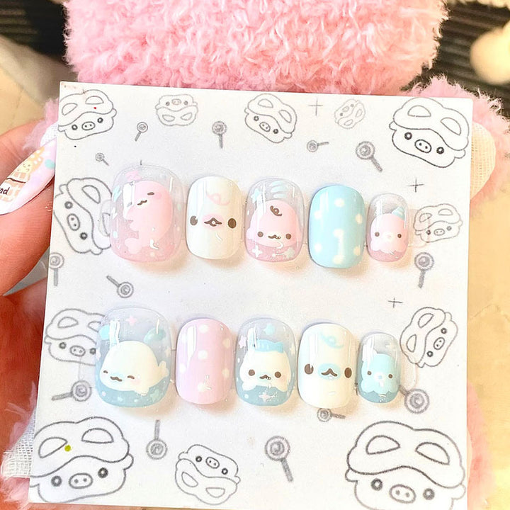Cute Character Press-On Nail Art Set Bowlift